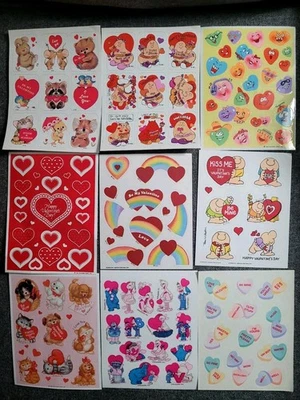 (10) 1980's Hallmark Valentines Day Themed Stickers Lot Hearts Ziggy Sesame  - Image 1 of 4