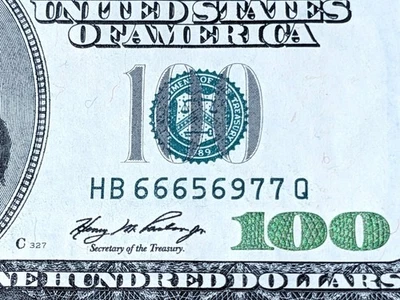 US $100 Dollar Bill 2006 Fancy Serial # DEVIL'S NUMBER *666* - Image 1 of 4