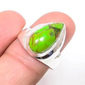 Copper Mohave Green Turquoise Silver Plated Jewelry Ring s.9 T12, Christmas Gift - Picture 1 of 3