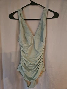 Traje de baño J Crew acanalado cuello en V de una pieza para mujer 4 traje de baño verde espuma de mar - Imagen 1 de 9