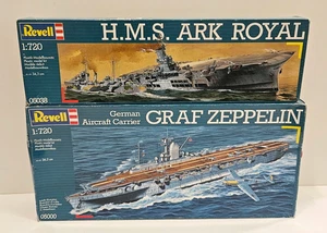 2X LOT 1/720 REVELL HMS ARK ROYAL + GRAF ZEPPELIN AIRCRAFT CARRIERS KITS - Picture 1 of 4