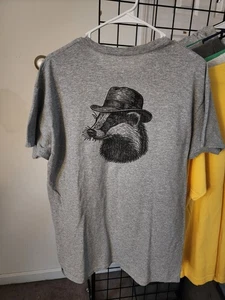 Handbedrucktes graues Hemd Linolschnitt Dachs mit dem Titel "The Gentleman" Größe L - Bild 1 von 5