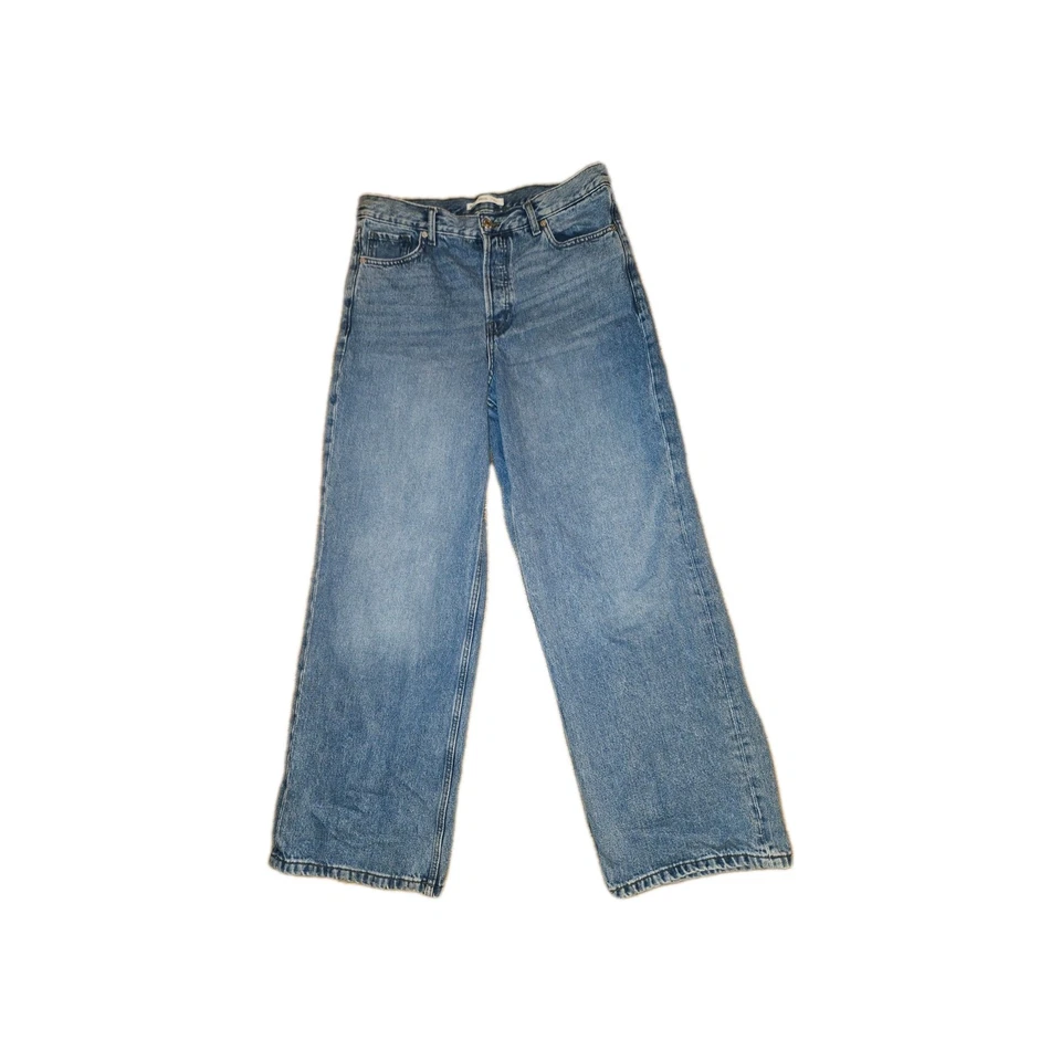 Mango Loose mid-rise wideleg jeans size 40/12 Mid Blue - Image 1 of 4