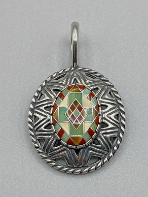 Pingente Carolyn Pollack Relios 925 com incrustação de pedra preciosa mosíaca esterlina - 8,8 gr - Imagem 1 de 4