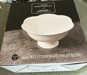 Neu im Karton - 3,25 Quart Perlen Steinzeug Obstschale - Stand Serviergeschirr. Weiß. - Bild 1 von 8