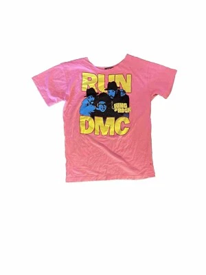 Camiseta Run DMC Grande Top Rosa Neón Camiseta Rap Música Hip Hop Rey del Rock Foto 1 de 3