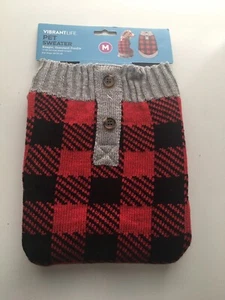 Vibrant Life Knit Warm Red and Black Plaid Dog Sweater NWT Med 20-50 lbs - Picture 1 of 3