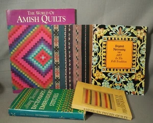 5 Arts & Crafts books Amish Quilts Dictionary Embroidery Weaving Folk Art pieced - Picture 1 of 6