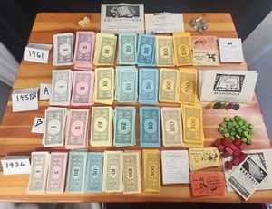 Replacement Vintage Monopoly Pieces/Money/Cards & Instructions 1935-61 U PICK - Picture 1 of 77