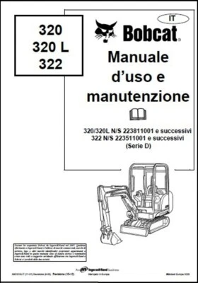 CD Libretto Manuale uso e manutenzione BOBCAT 320 322  in italiano - Immagine 1 di 2