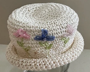 Straw Hat w/3 Bead Flowers Easter Hat for Child Girl - Picture 1 of 3