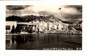 POSTCARD RPPC WINTER AT McKINLEY PARK HOTEL ALASKA - Picture 1 of 2