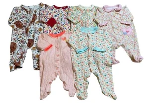 Baby Girl Sleeper Lot 0-3 months Carters Old Navy Floral Cotton - Picture 1 of 14