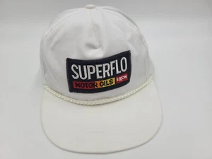 Vintage Superflo Motor Oils Exxon Rope Zip Strapback Adjustable Hat Cap White - Picture 1 of 13