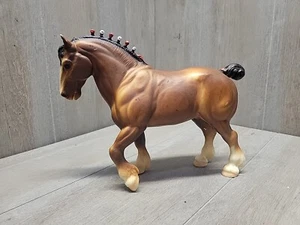 Vintage BREYER HORSE CLYDESDALE STALLION BROWN w/Red & White Bobs - Picture 1 of 11