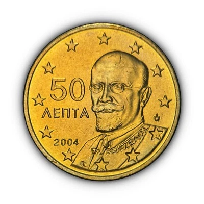 GREECE. 2004, 50 Euro Cent - Eleftherios Venizelos, Greek Politician, Europe Map - Image 1 of 3