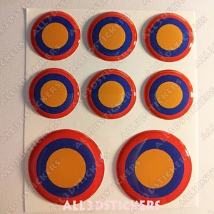 8 x Roundel Cockade Armenia 3D Round Stickers Resin Domed Flag Air Force - Bild 1 von 2