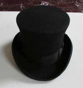 Vintage Top Hat Magic Performing Cap Wool Mad Hatter Tall Hat Height 18CM Gift - Picture 1 of 19