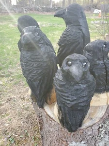 CROW Chainsaw Carving Wooden RAVEN Statue 18" Tall UNIQUE! - Picture 1 of 19