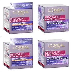 4pc Loreal Revitalift Filler Hyaluronic Acid Night 50ml X2 Day 50ml X2- rrp $196 - Picture 1 of 4