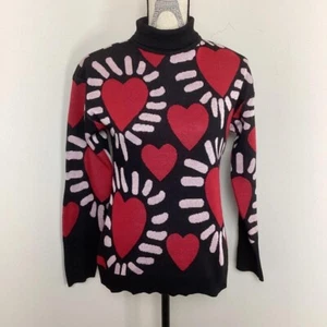 A Love Story Women’s Sweater Turtleneck Valentine’ Day Sweater Hearts Small - Picture 1 of 4