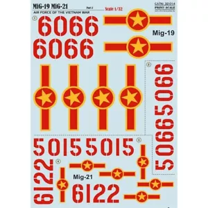 Decal for airplane 1:32 MIG19 MiG21 in Vietnam war Waterslide Print Scale 32-014 - Picture 1 of 2