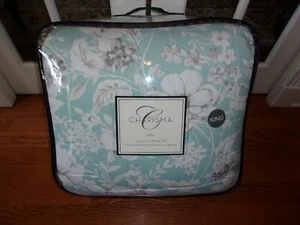 NIP Charisma Luxury Molani Aqua/Gray/White King Floral Comforter Shams & Bedskir - Picture 1 of 5