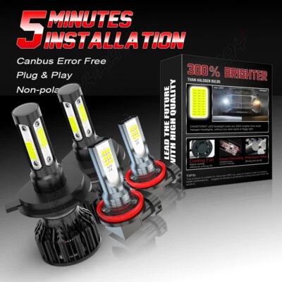 For Toyota HiAce 2006-2020 Combo LED Headlight High/Low Beam + Fog Light Bulbs - Image 1 of 4