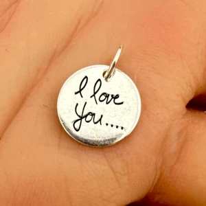 Vintage 925 Sterling Silver I Love You Charm Pendant (0.9g) - Picture 1 of 4