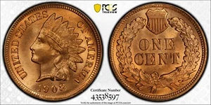 1908 Indian Head Cent PCGS MS67RD Top Pop! - Picture 1 of 3