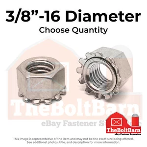 3/8"-16 Stainless Steel K Lock Keps Nuts (Choose Qty) - Picture 1 of 7