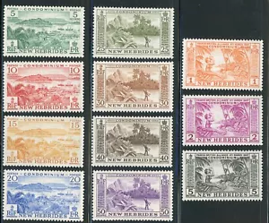 New Hebrides Eng 1957 Scott #82-92 Mint Lightly Hinged Set - Foto 1 di 2