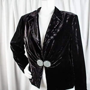 DOUBLE D. RANCH New Black Velvet Turquoise Opaque Stone Women Jacket Size L - Picture 1 of 12