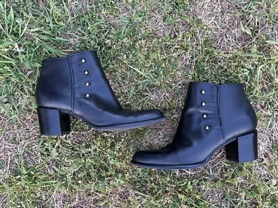 Женские сапоги NICOLE RENO из черной кожи на блочном каблуке 2 дюйма с боковой молнией размер 6,5 - Изображение 1 из 4