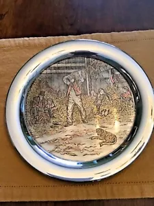 Damascene Silver Tray Reed & Barton #88/1500 “Husking” Based On Currier & Ives - Picture 1 of 10