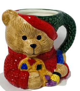 Celebrate The Season Teddy Bear Hand Decorated Ceramic  Mug - Picture 1 of 3