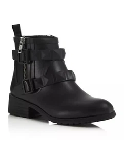 Rebecca Minkoff Quincy Black Rubber Moto Ankle Rainboot 9M - Picture 1 of 12