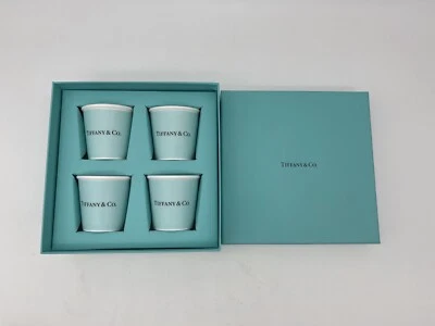 Nuevo TIFFANY & CO BONE CHINA Juego de 4 tazas de papel espresso con caja azul Tiffany Foto 1 de 4