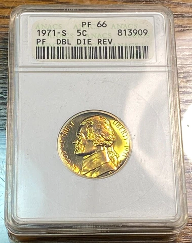 1971-S Jefferson 5c Dble Die Reverse ANACS PF66 Best Price* CHRC (formerly CHN) Cover