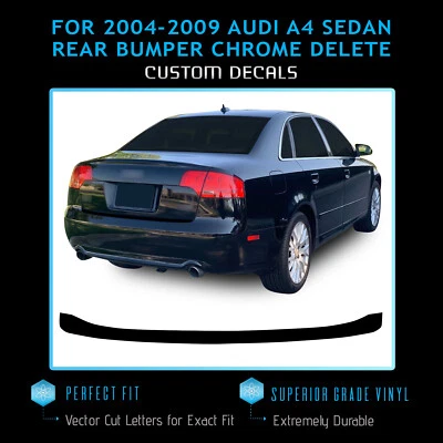 Parachoques trasero cromado para Audi A4 Sedán 04-09 borrar superposición oscurecimiento vinilo negro Foto 1 de 4