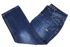 EXUC Rue 21 Womens Size 1/2 Dark Wash Distressed Straight Leg Mid Calf Jeans - Picture 1 of 15