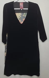 JWLA Johnny Was Midi-Tunika-Kleid schwarz Samt mit Seide Kontrast Whimsigoth Gr. S - Bild 1 von 12