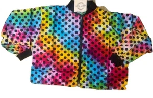 Tie-dye jacket Activewear women multi color polkadot spring US M size zip short - Picture 1 of 2