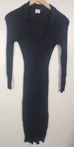 Abercrombie & Fitch Women's Sz. S Black Ribbed Long Sleeve Midi Dress - Picture 1 of 6