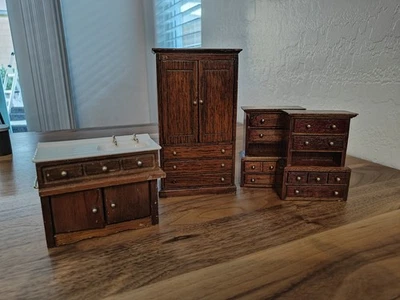 Dollhouse Bedroom Set, Wardrobe, Dressers, Sink, Master Closet/Bedroom  - Image 1 of 4