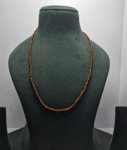 Natürlicher Hessonit Granat Halskette facettiert 3 mm Edelstein Perlen Heilung Schmuck - Bild 1 von 8
