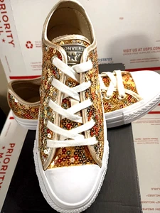 CONVERSE ALL STAR LOW HOLIDAY SCENE SNEAKER DAMEN SCHUHE GOLD/MULTI GR. 5 NEU - Bild 1 von 10