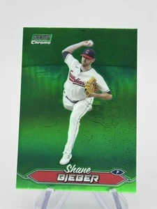 2024 Topps Stadium Club - Shane Bieber #66 Chrome Green Refractor - Picture 1 of 2