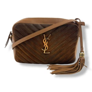 Bolso Bandolera Saint Laurent Mediano YSL Marrón/Tan Lou Cámara Gamuza/Cuero - Imagen 1 de 9