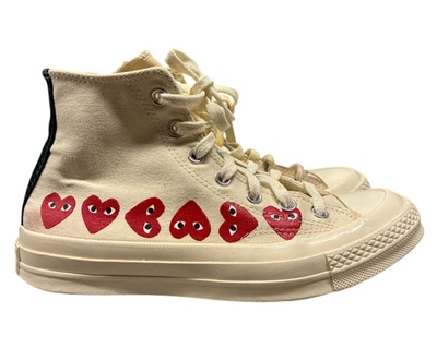 Converse x Comme des Garçons Play Cream Chuck Taylor High Top Sneakers Women's 8 - Image 1 of 4